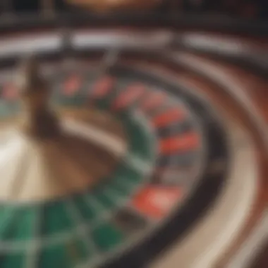 Close-up of a roulette wheel in action