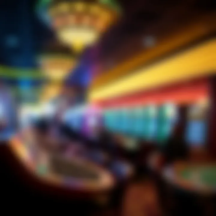 Vibrant casino atmosphere with gaming tables