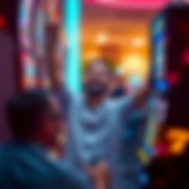 A player celebrating a big win on the Blazing 7 slot machine