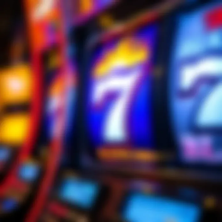Close-up of the Blazing 7 slot machine with bright graphics
