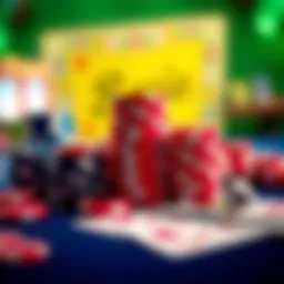 Vibrant display of casino chips and cards