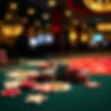 An elegant display of poker chips and cards on a casino table