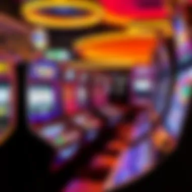 An assortment of vibrant slot machines in a lively casino