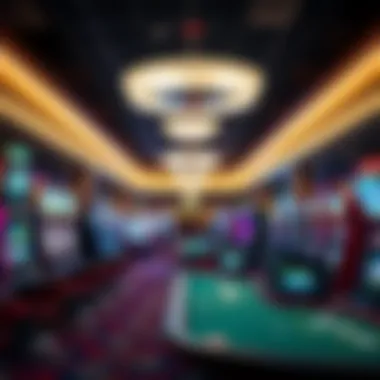 Inside view showing various gaming tables and slot machines