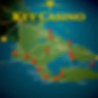 Map highlighting key casino locations across Jamaica