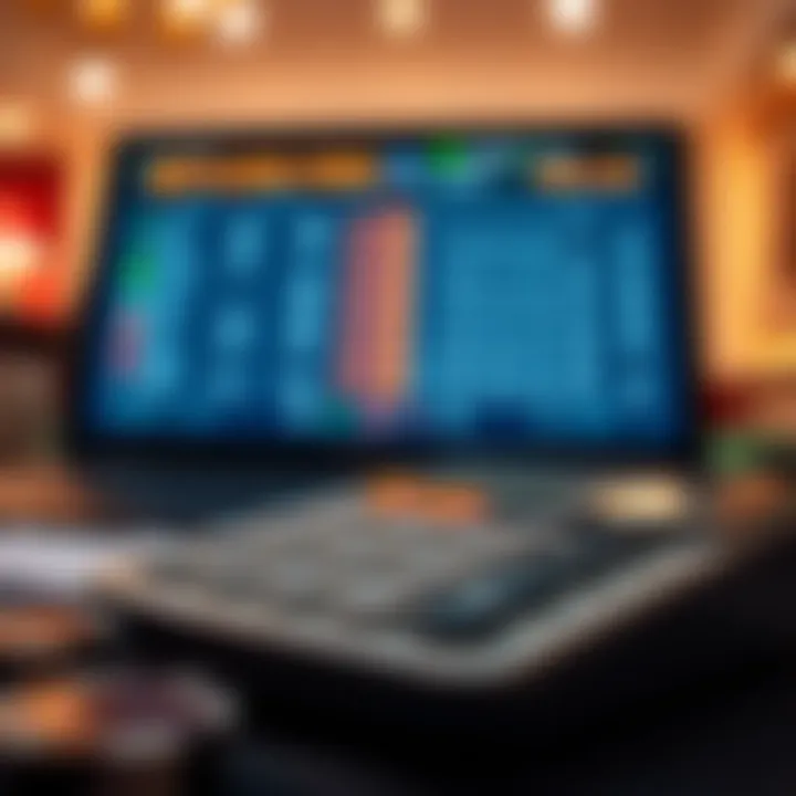 A close-up of a calculator and betting odds displayed on a screen