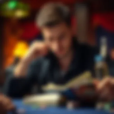 A thoughtful player studying a poker strategy book