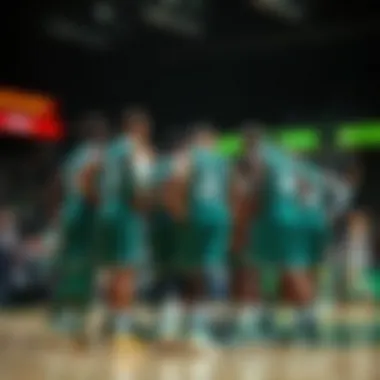 Celtics Team Unity Celtics team huddle during a game