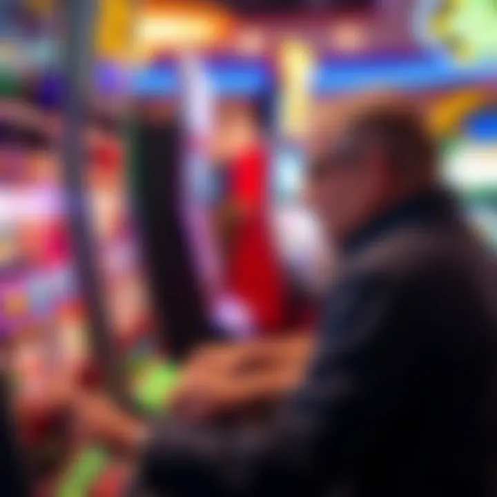 A close-up shot of a player engaged in a slot game, focused and eager.