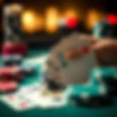 A close-up of poker chips and cards representing the financial aspects of the game.
