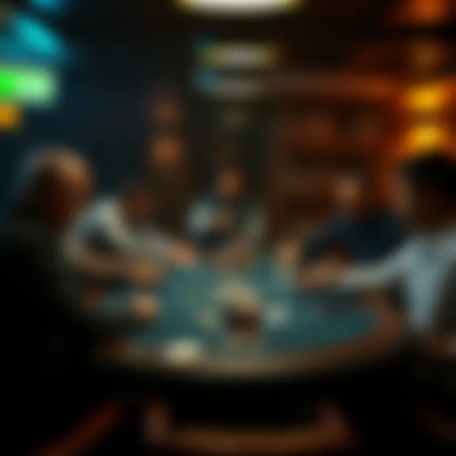 A captivating poker table with players engaged in a high-stakes game