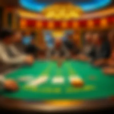 Vibrant Blackjack Table A vibrant blackjack table with enthusiastic players