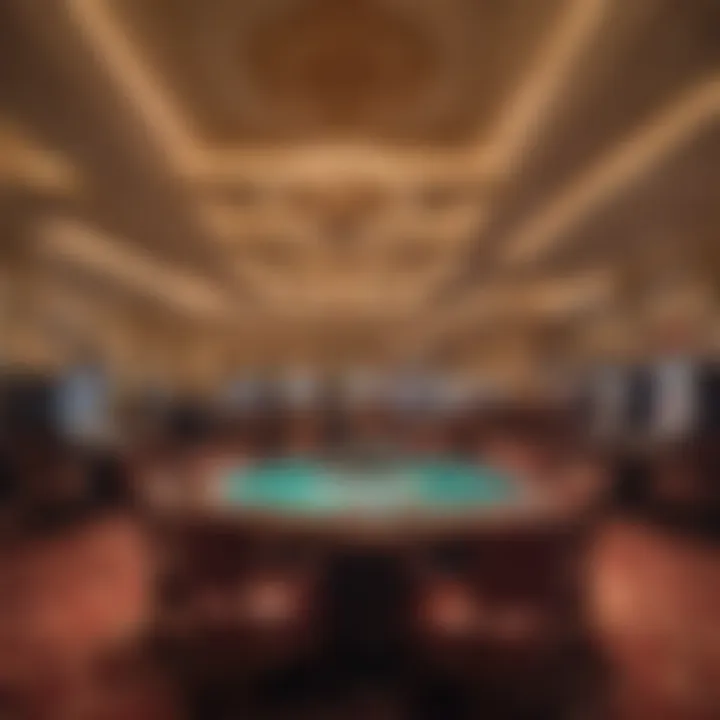 Luxurious interior of the casino showcasing gaming tables