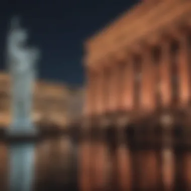 Nightview of Caesars Palace illuminated, highlighting its grandeur