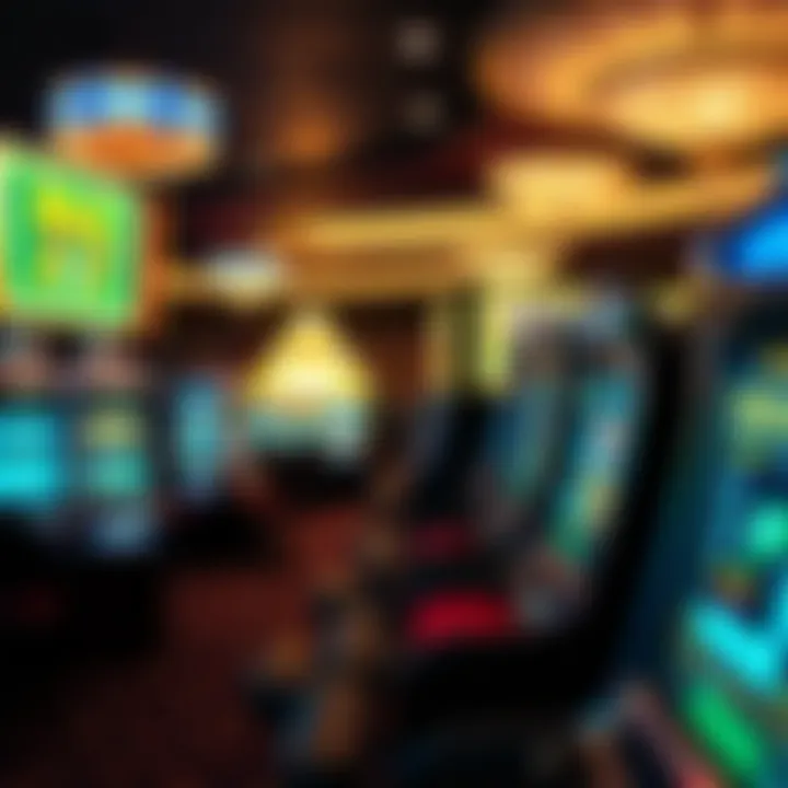 Interior view of a vibrant casino showcasing gaming tables and slot machines