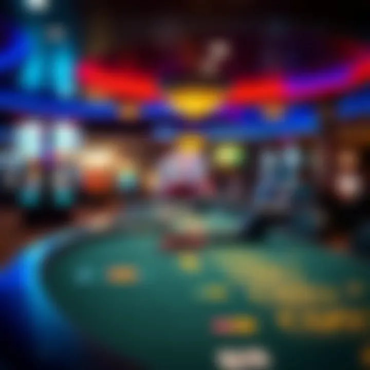 Gaming Tables at Casino Gaming tables with vibrant atmosphere at a casino