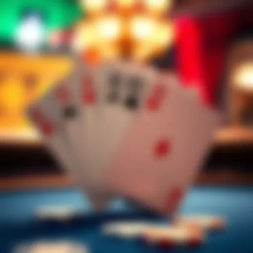 A vibrant display of five card poker cards in a fan shape