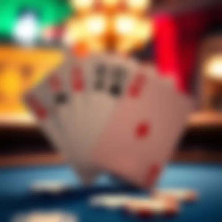 A vibrant display of five card poker cards in a fan shape