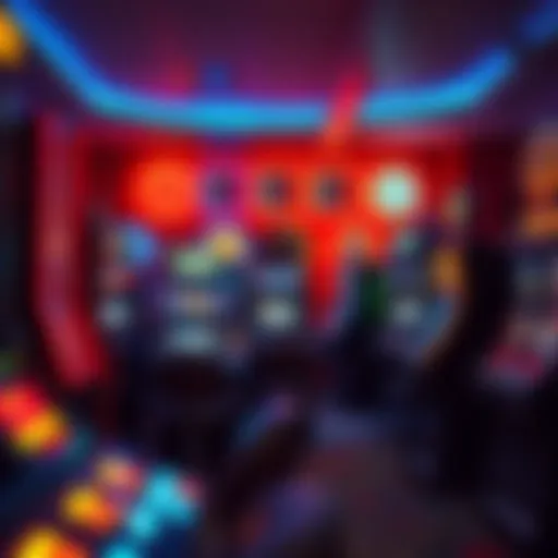 A vibrant gameroom filled with various slot machines