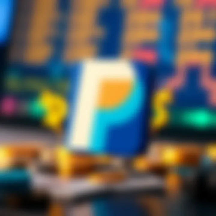 PayPal and Digital Currency Integration Illustration of PayPal logo with digital currency symbols.