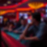 A vibrant casino scene highlighting a hot seat area with engaged players