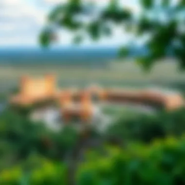 A panoramic view of an Indian casino resort surrounded by nature