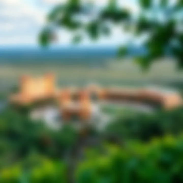 A panoramic view of an Indian casino resort surrounded by nature