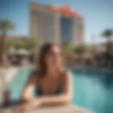 Poolside view of a Las Vegas hotel that eliminates resort fees