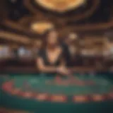 Elegant live casino setting showcasing gaming tables