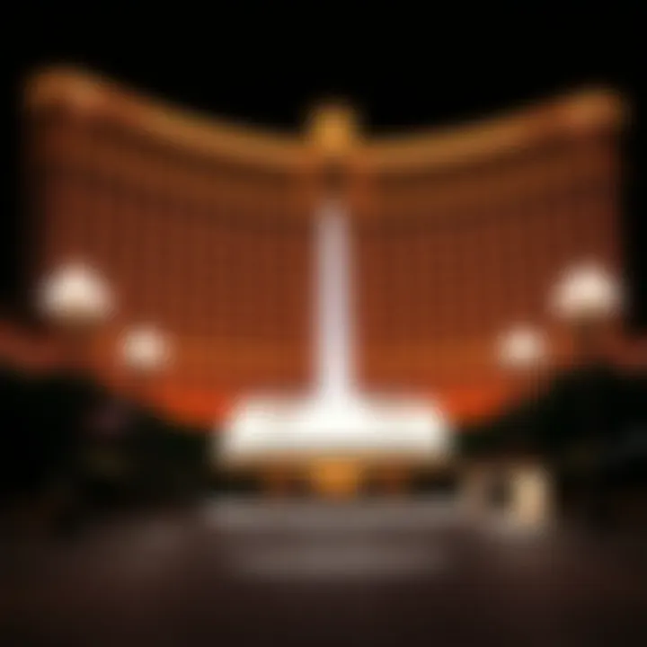 Iconic entrance of Bellagio with its famous fountain