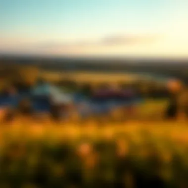 A serene landscape featuring a Michigan Indian casino surrounded by nature