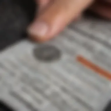 Close-up of a scratch-off ticket being scratched with a coin