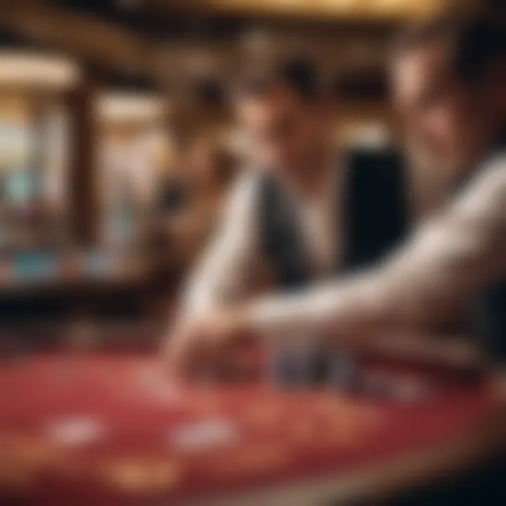 A close-up view of a player's strategic card play in Casino War