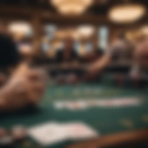 A captivating view of an open blackjack table with cards and chips