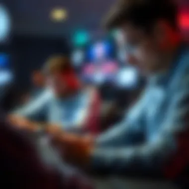 A player strategizing on a mobile device