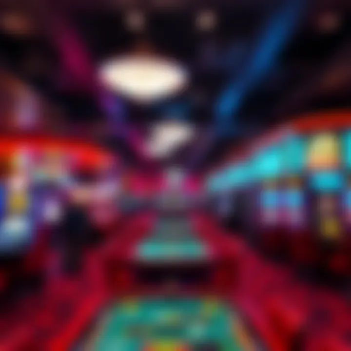 Vibrant Casino Floor Experience Interior view of a vibrant casino floor with gaming tables