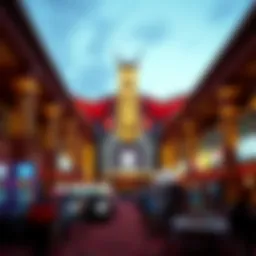 An overview of a bustling casino on a Native American reservation showcasing its architectural design.