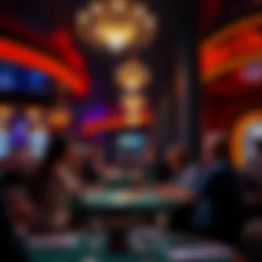 A festive atmosphere with guests enjoying dining and entertainment at the casino