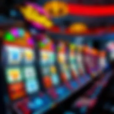 A vibrant slot machine featuring various symbols and lights