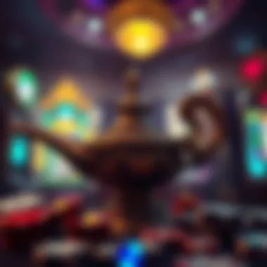 A captivating scene depicting the fantasy theme of the Mystic Lamp game