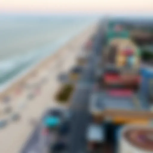 Aerial view of Ocean City showcasing the beach and boardwalk