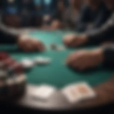 An engaging poker table featuring intense concentration and strategy.