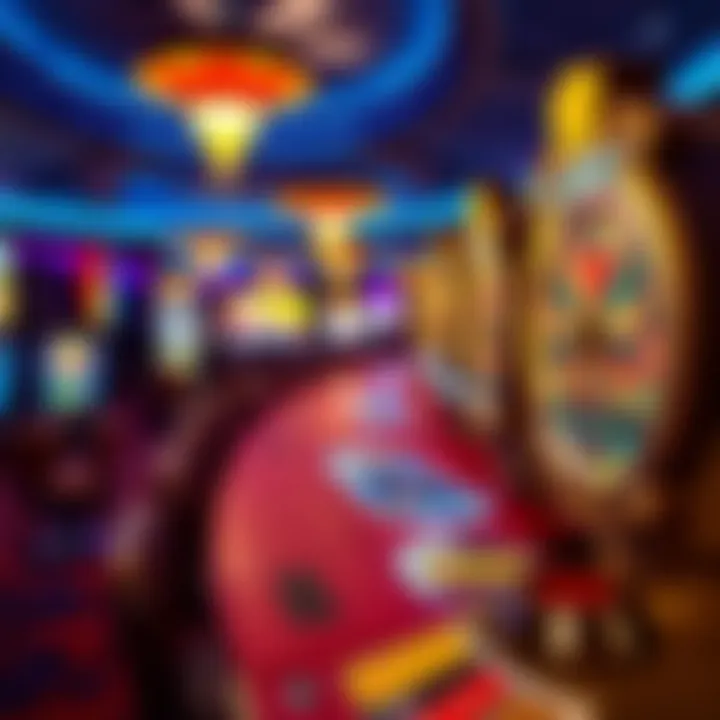 A vibrant casino floor featuring the Wheel of Fortune game
