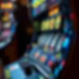 Close-up of a vintage coin slot machine with intricate designs