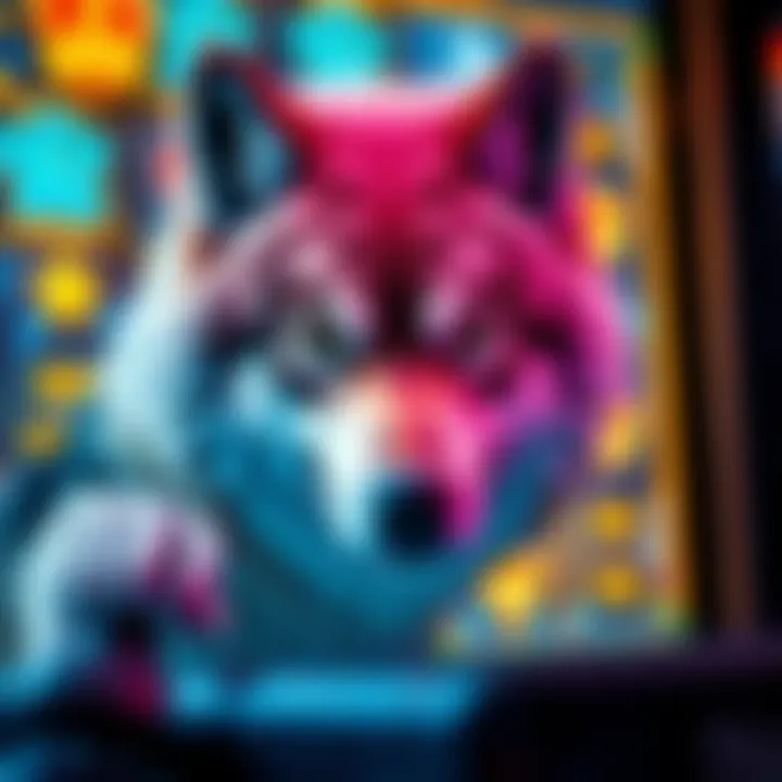 A vivid display of wolf-themed slot graphics