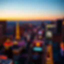 A panoramic view of the Las Vegas Strip showcasing its vibrant nightlife and iconic casinos
