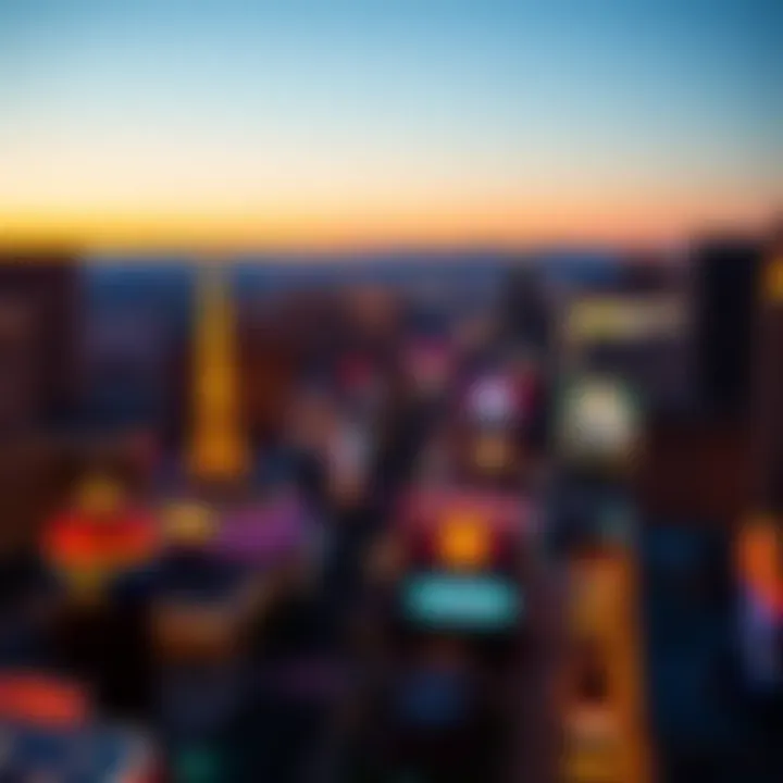 A panoramic view of the Las Vegas Strip showcasing its vibrant nightlife and iconic casinos