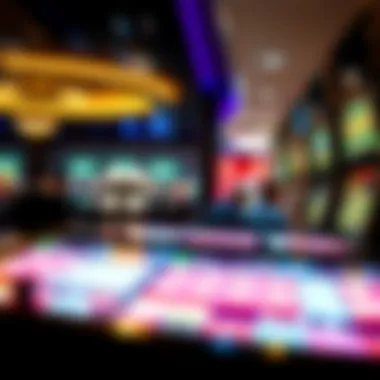 A serene casino environment with players engaged in penny slot machines.