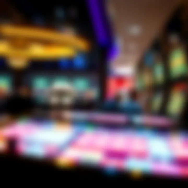 A serene casino environment with players engaged in penny slot machines.