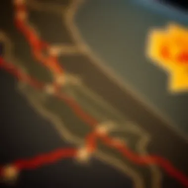 Map showcasing the train route from Los Angeles to Las Vegas